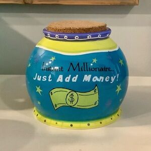 Colorful Ganz Money Jar with Cork Lid